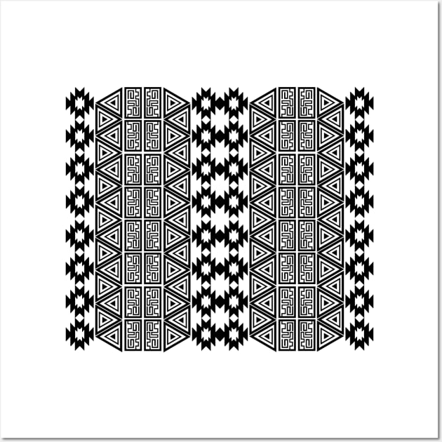 Aztec Pattern Design Black Wall Art by JDP Designs